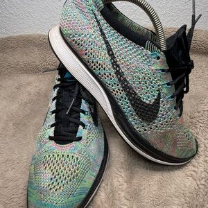 Nike Flyknit Multicolor Running Shoes with Black Swoosh